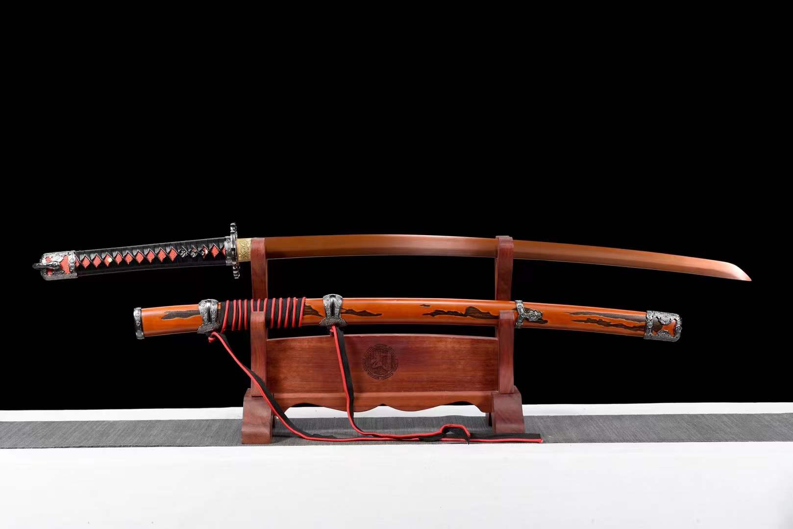 Handmade Undead Cut Katana Sword, Sekiro: Shadows Die Twice Japanese Samurai Sword, Red Manganese Steel Blades, Full Tang - Tophatter Daily Deals