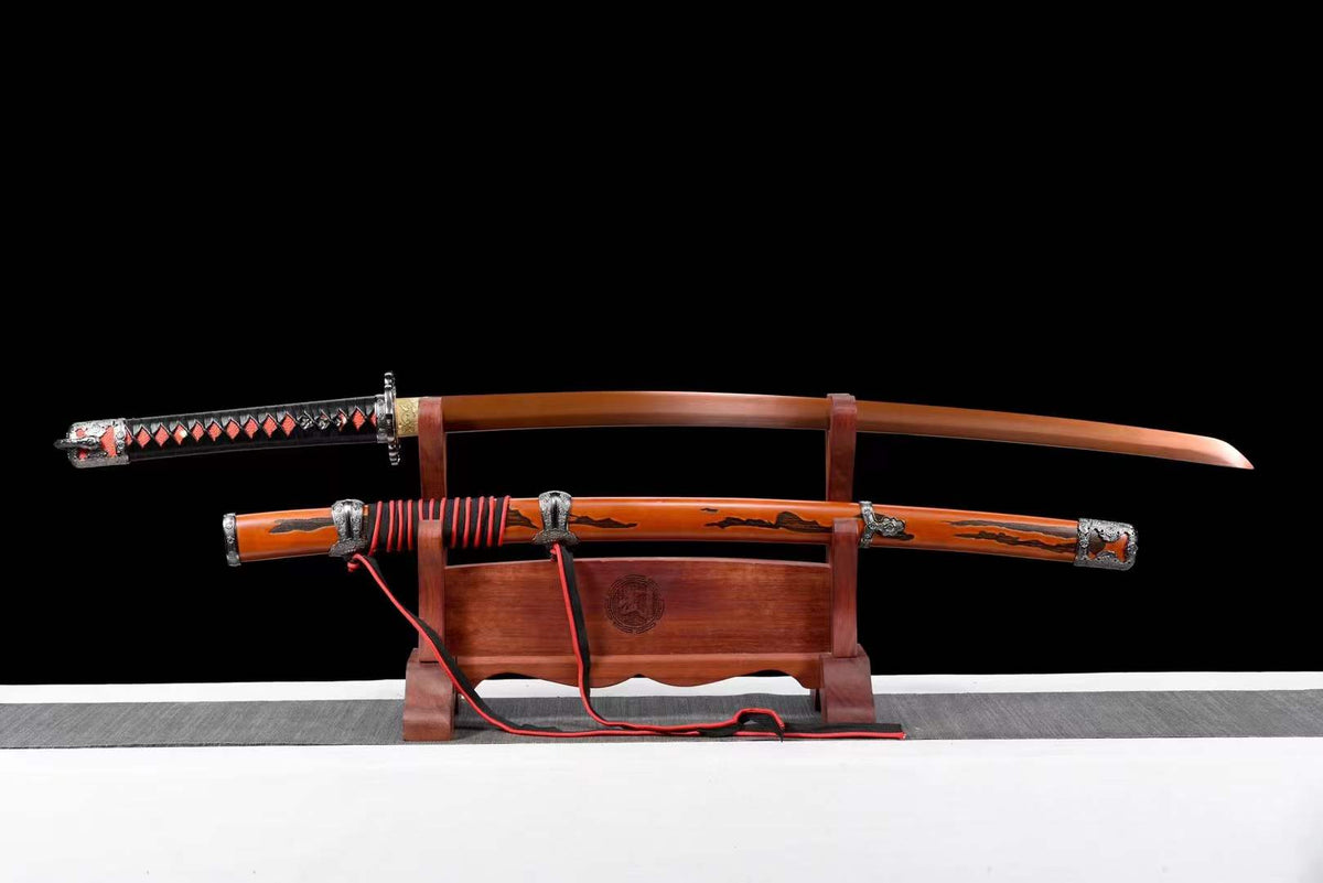 Handmade Undead Cut Katana Sword, Sekiro: Shadows Die Twice Japanese Samurai Sword, Red Manganese Steel Blades, Full Tang - Tophatter Daily Deals