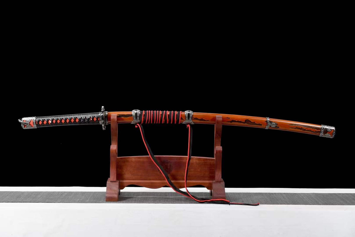 Handmade Undead Cut Katana Sword, Sekiro: Shadows Die Twice Japanese Samurai Sword, Red Manganese Steel Blades, Full Tang - Tophatter Daily Deals