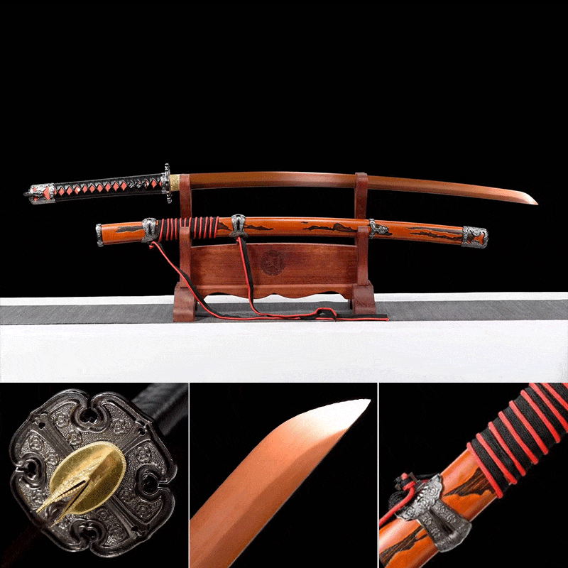 Handmade Undead Cut Katana Sword, Sekiro: Shadows Die Twice Japanese Samurai Sword, Red Manganese Steel Blades, Full Tang - Tophatter Daily Deals