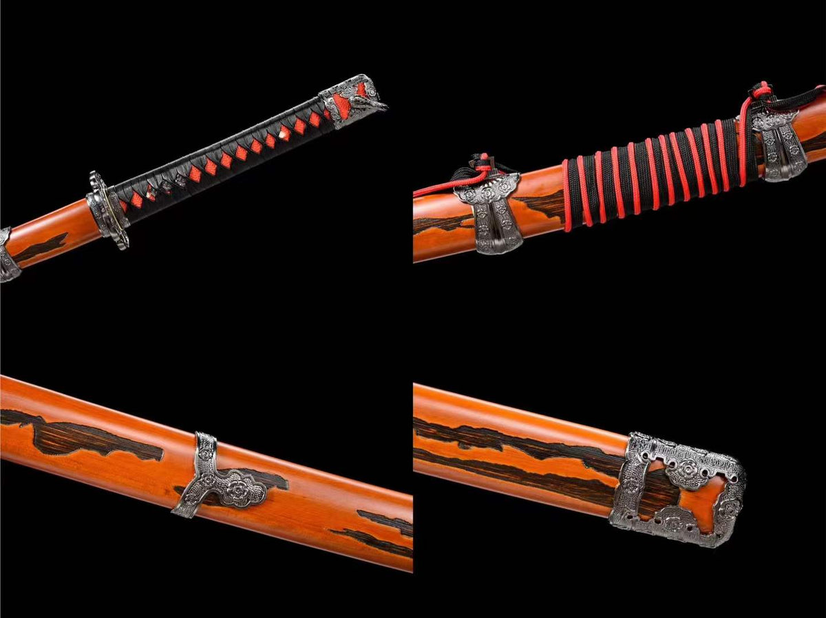 Handmade Undead Cut Katana Sword, Sekiro: Shadows Die Twice Japanese Samurai Sword, Red Manganese Steel Blades, Full Tang - Tophatter Daily Deals