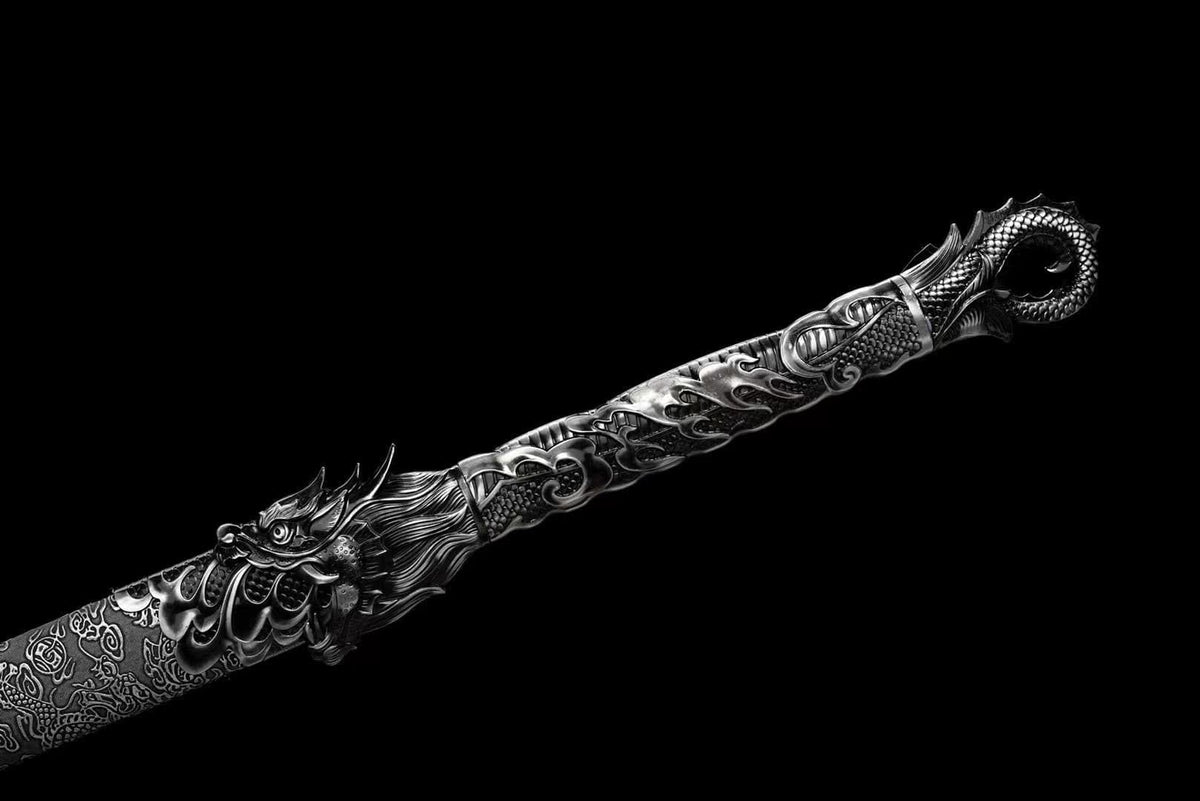 HandmadeHades Warblade Chinese Sword With Black scabbard - Tophatter Daily Deals