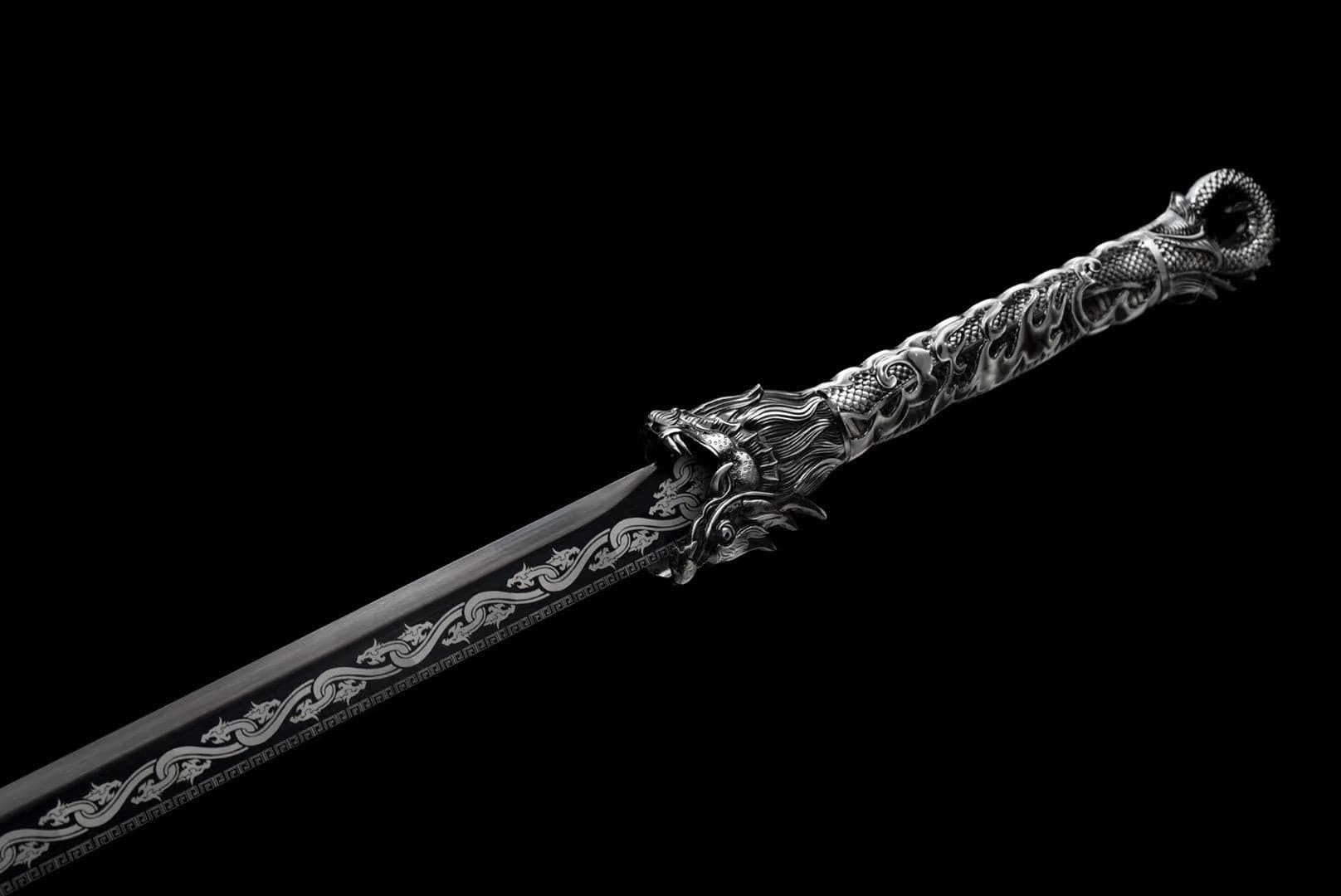 HandmadeHades Warblade Chinese Sword With Black scabbard - Tophatter Daily Deals