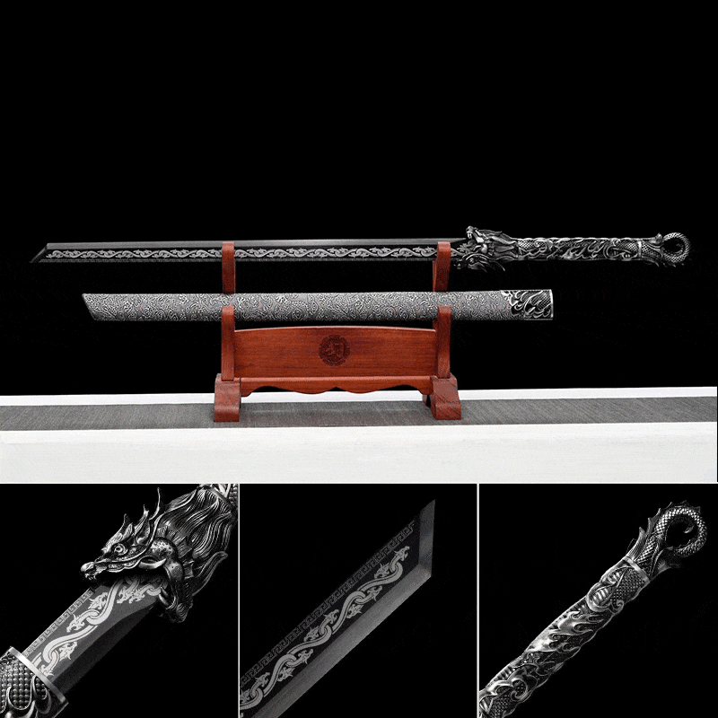 HandmadeHades Warblade Chinese Sword With Black scabbard - Tophatter Daily Deals