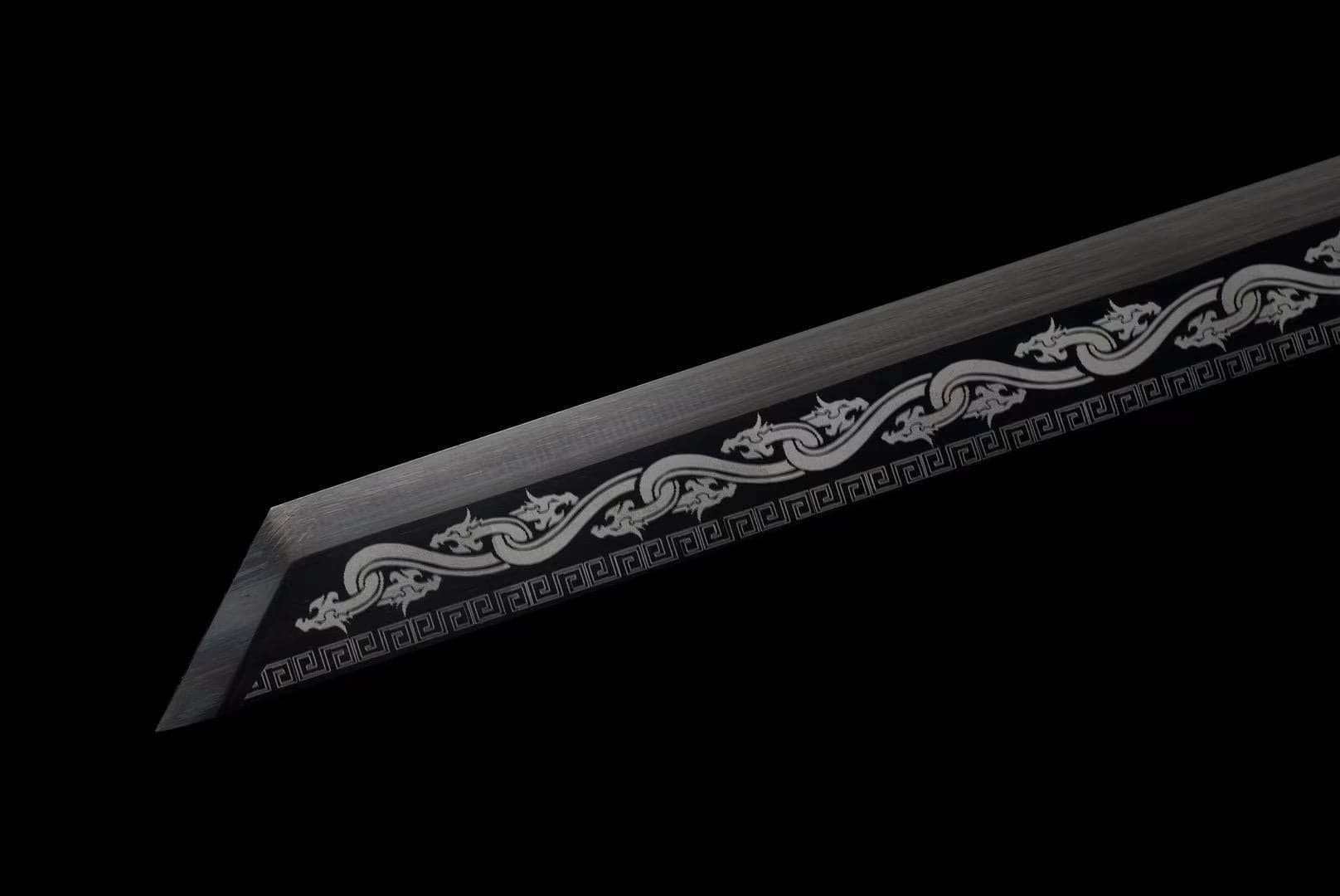 HandmadeHades Warblade Chinese Sword With Black scabbard - Tophatter Daily Deals