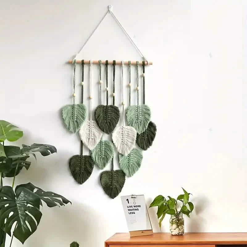 Handwoven Cotton Rope Leaf Tapestry Furniture & Decor - Tophatter Daily Deals