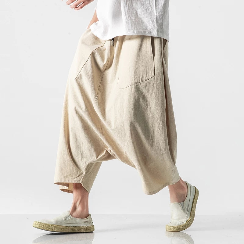 Casual Harem Pants Vintage Loose Cotton Linen Wide Leg Pants Pants - Tophatter Daily Deals