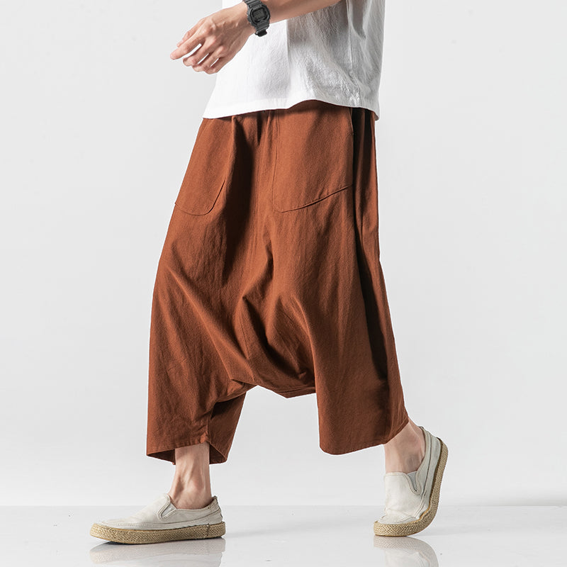 Casual Harem Pants Vintage Loose Cotton Linen Wide Leg Pants Pants - Tophatter Daily Deals