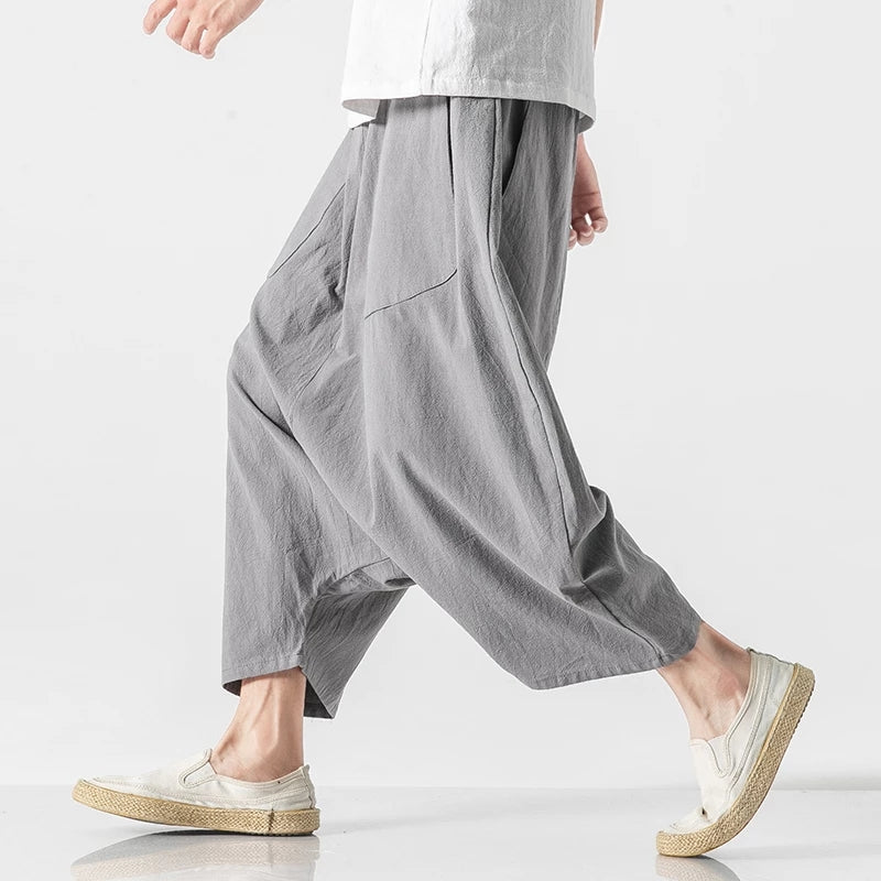 Casual Harem Pants Vintage Loose Cotton Linen Wide Leg Pants Pants - Tophatter Daily Deals