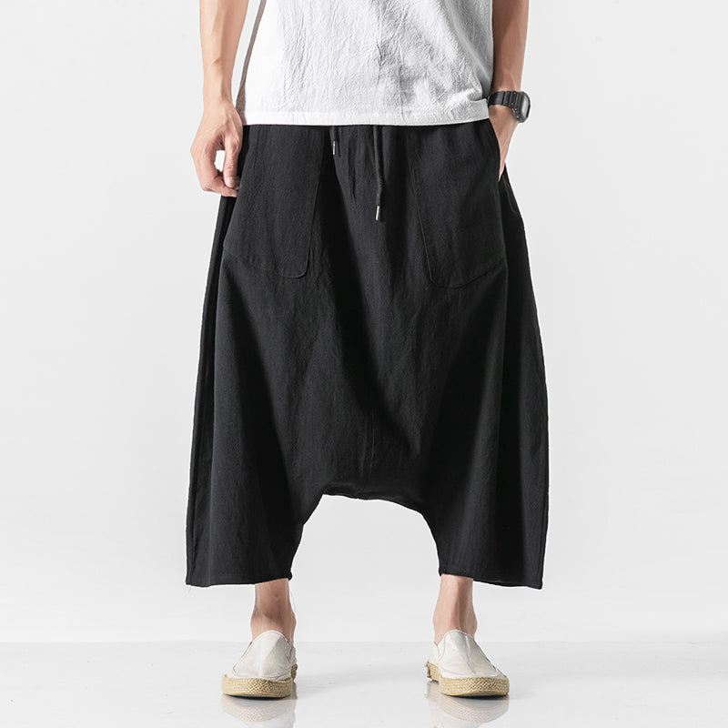 Casual Harem Pants Vintage Loose Cotton Linen Wide Leg Pants Pants - Tophatter Daily Deals
