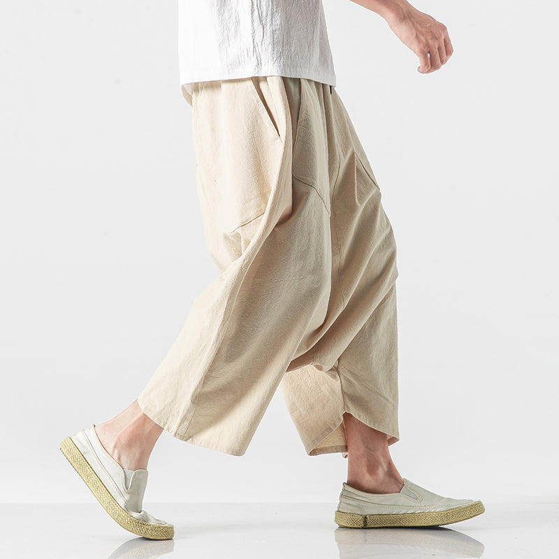 Casual Harem Pants Vintage Loose Cotton Linen Wide Leg Pants Pants - Tophatter Daily Deals