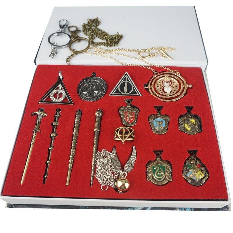 Dumbledore Xmas Gift - 15pc Harry Potter Collect Box Magic Wand Badge Necklace Set 15Pcs Magic Set Festive & Franchise - Tophatter Daily Deals