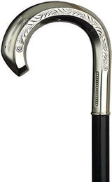 Scratch and Dent Alpaca Feather Carved Tourist Handle Walking Cane With Black Maple Shaft V2272 Alpaca Silver Walking Sticks - Tophatter Daily Deals