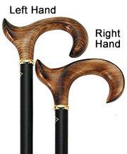 Scratch & Dent Scorched Maple Ergonomically Correct Walking Cane With Black Shaft and Bronze Collar V1448 Anatomically Correct - Tophatter Daily Deals
