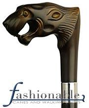 Scratch and Dent Molded Lion's Head Handle Walking Cane with Black Maple Wood Shaft and Silver Collar V1838 Animal Handled Canes - Tophatter Daily Deals