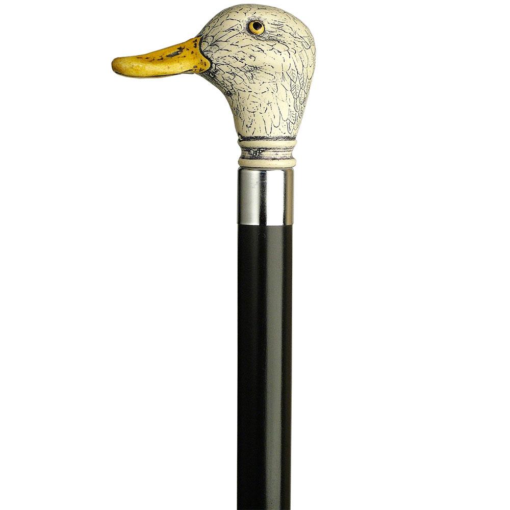 Scrimshaw Duck Head Cane - Unique Art Carved Design Animal Handled Canes - Tophatter Daily Deals