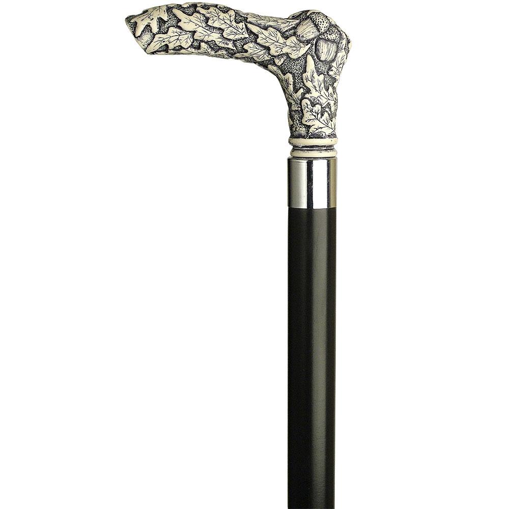 Scrimshaw Acorn Fritz Cane - Unique Art Carved Design Antique Vintage Walking Canes - Tophatter Daily Deals