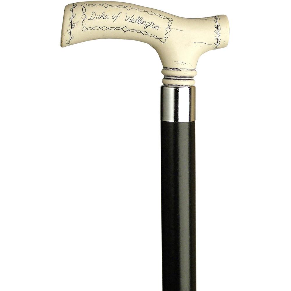 Scrimshaw Duke Wellington Cane - Unique Art Carved Design Carved Scrimshaw Walking Canes - Tophatter Daily Deals