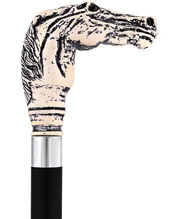 Scrimshaw Horse Head Cane - Unique Art Carved Design Carved Scrimshaw Walking Canes - Tophatter Daily Deals