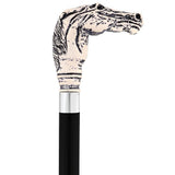 Scrimshaw Horse Head Cane - Unique Art Carved Design Carved Scrimshaw Walking Canes - Tophatter Daily Deals