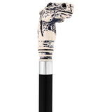 Scrimshaw Horse Head Cane - Unique Art Carved Design Carved Scrimshaw Walking Canes - Tophatter Daily Deals