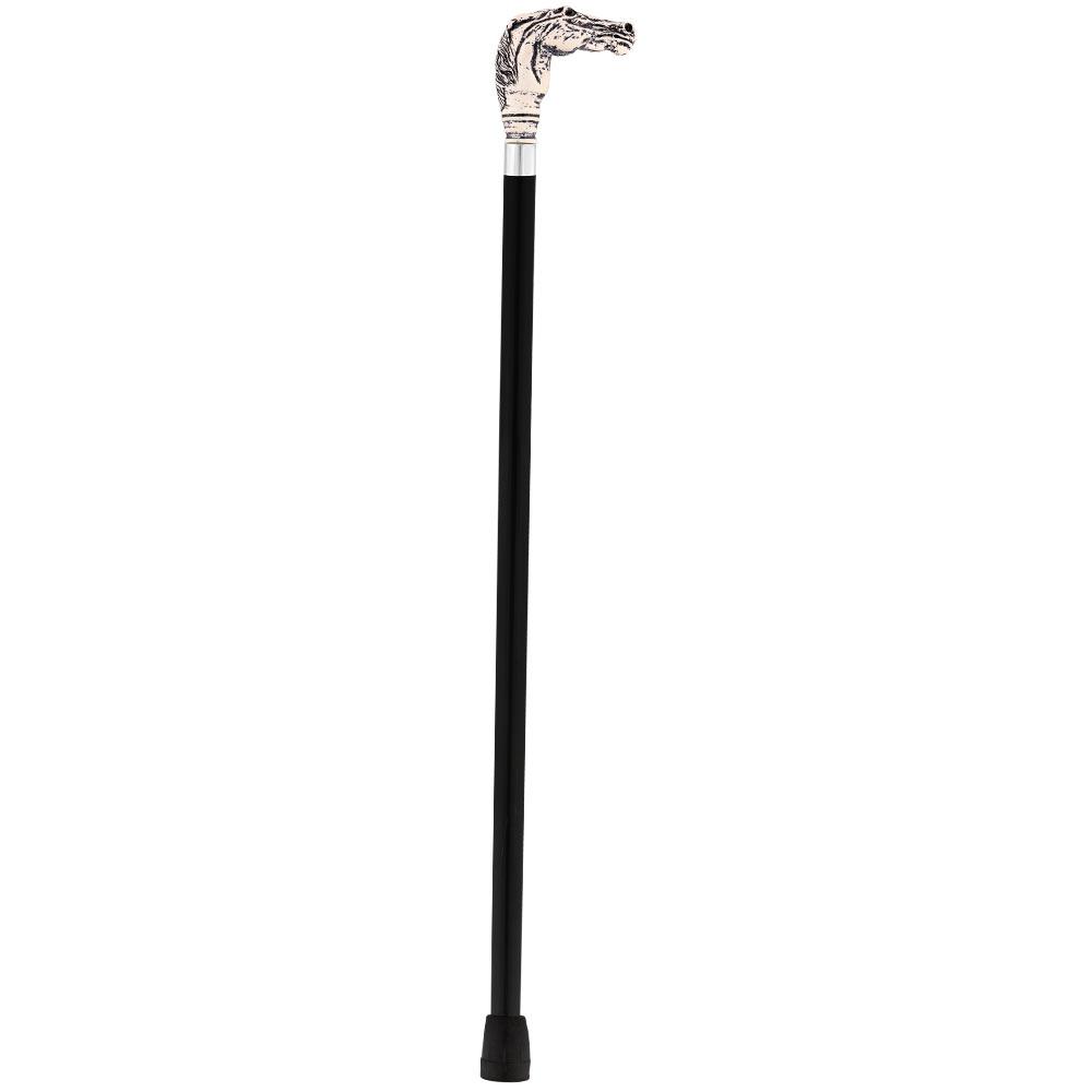 Scrimshaw Horse Head Cane - Unique Art Carved Design Carved Scrimshaw Walking Canes - Tophatter Daily Deals