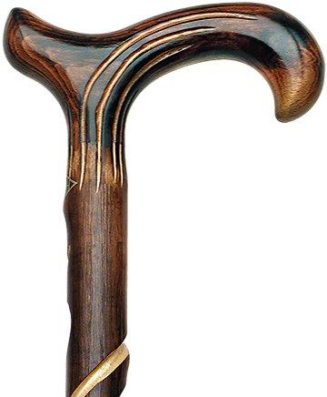 Spiral Handcarved Derby Walking Cane: Elegant Chestnut Wood Hand Carved Artisan - Tophatter Daily Deals