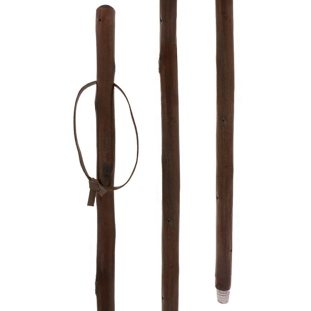 Sturdy Chestnut Hiking Staff - Combi Tip, Stained Natural Wood Hiking Staffs - Tophatter Daily Deals