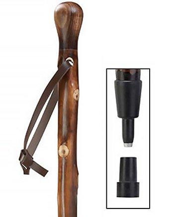Natural Chestnut Knobbed Staff: Walnut-Stained, Combi Tip Natural Wood Hiking Staffs - Tophatter Daily Deals