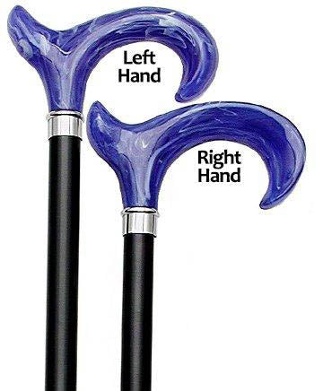 Blue Ice: Ergonomic Cane with Translucent Acrylic Handle Pearl Swirl Lucite Designer Walking Canes - Tophatter Daily Deals