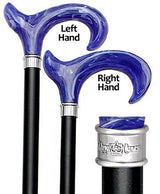 Scratch and Dent Blue Ice Ergonomical Walking Cane With Black Beechwood Shaft And Silver Collar V1238 Pearl Swirl Lucite Designer Walking Canes - Tophatter Daily Deals