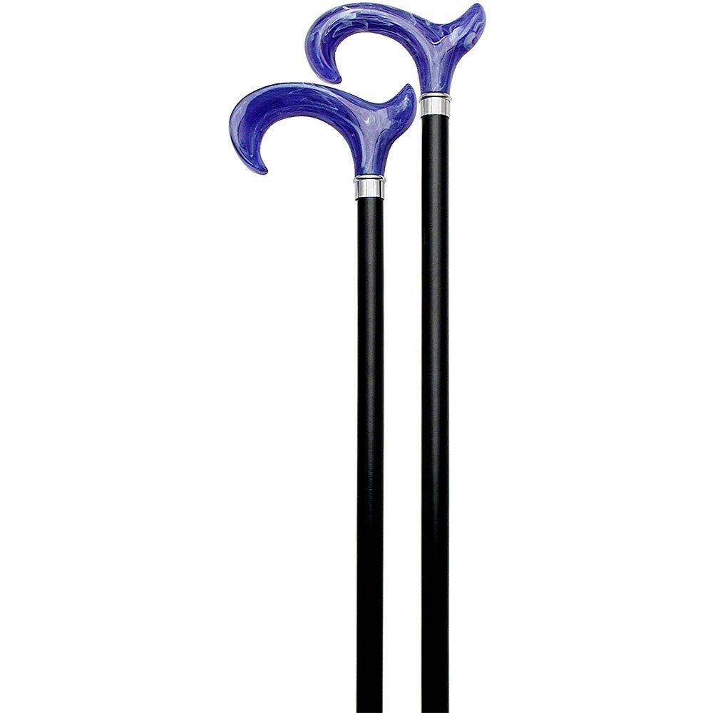 Scratch and Dent Blue Ice Ergonomical Walking Cane With Black Beechwood Shaft And Silver Collar V1238 Pearl Swirl Lucite Designer Walking Canes - Tophatter Daily Deals