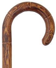 Scorched Oak Cane: Tourist Handle, Notched Design Tourist Handled Canes - Tophatter Daily Deals