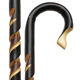 Hand-Carved Sheppard Spiral Cane - Elegant Chestnut" Tourist Handled Canes - Tophatter Daily Deals