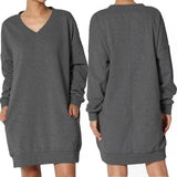 Haute Edition Women's Oversized Pullover Sweatshirt Dress Dark Gray Women's Dresses - Tophatter Daily Deals