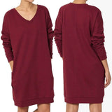 Haute Edition Women's Oversized Pullover Sweatshirt Dress Wine Red Women's Dresses - Tophatter Daily Deals