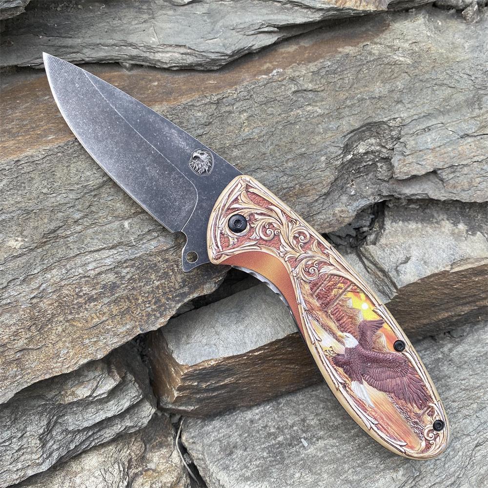 3D Sculpture Eagle Relief Folding Knife Colored Eagle - Tophatter Daily Deals