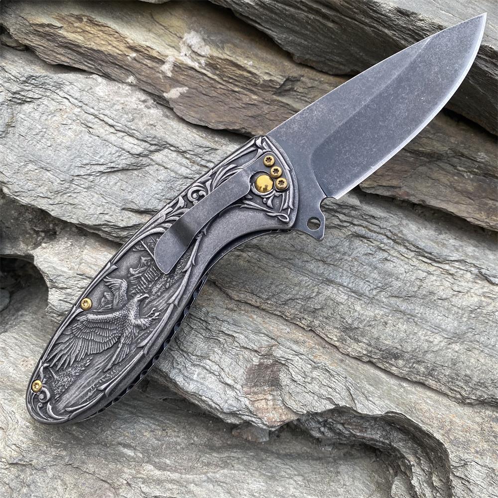 3D Sculpture Eagle Relief Folding Knife - Tophatter Daily Deals
