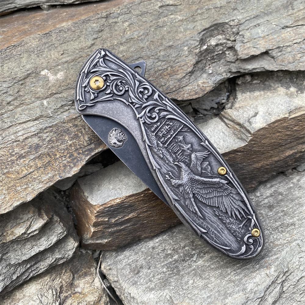 3D Sculpture Eagle Relief Folding Knife - Tophatter Daily Deals