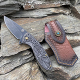 3D Sculpture Eagle Relief Folding Knife Black & Case - Tophatter Daily Deals