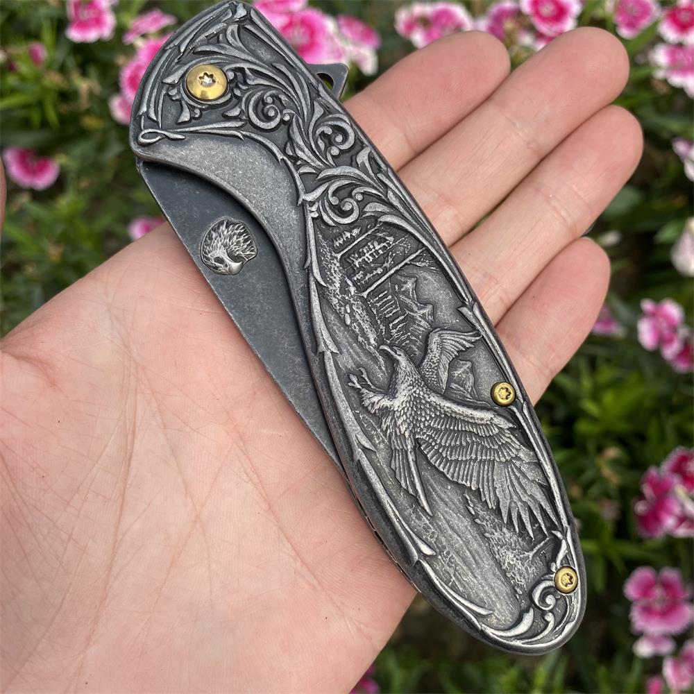 3D Sculpture Eagle Relief Folding Knife - Tophatter Daily Deals