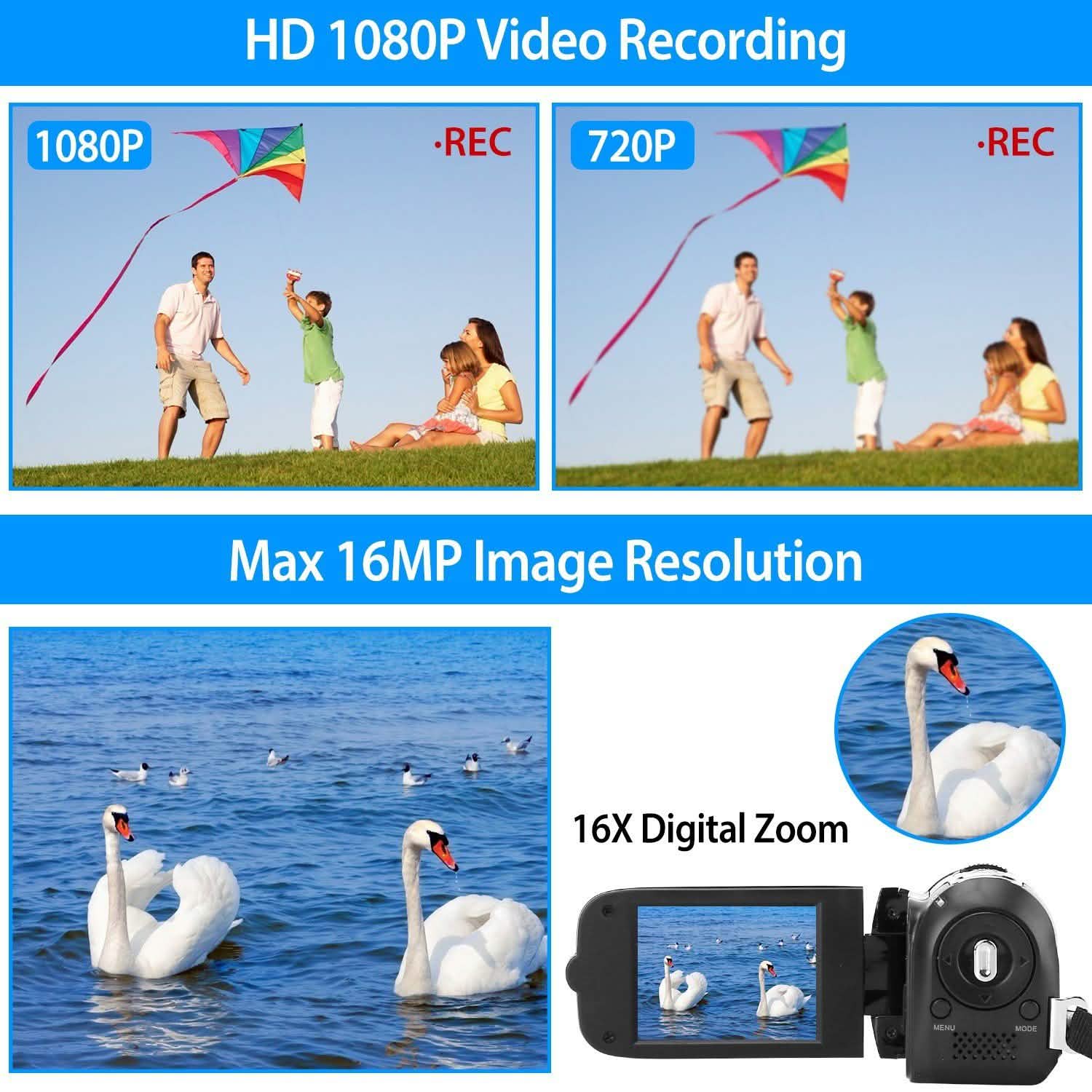 HD 1080P Digital Video Camcorder 16x Zoom DV Camera Cameras & Drones - Tophatter Daily Deals