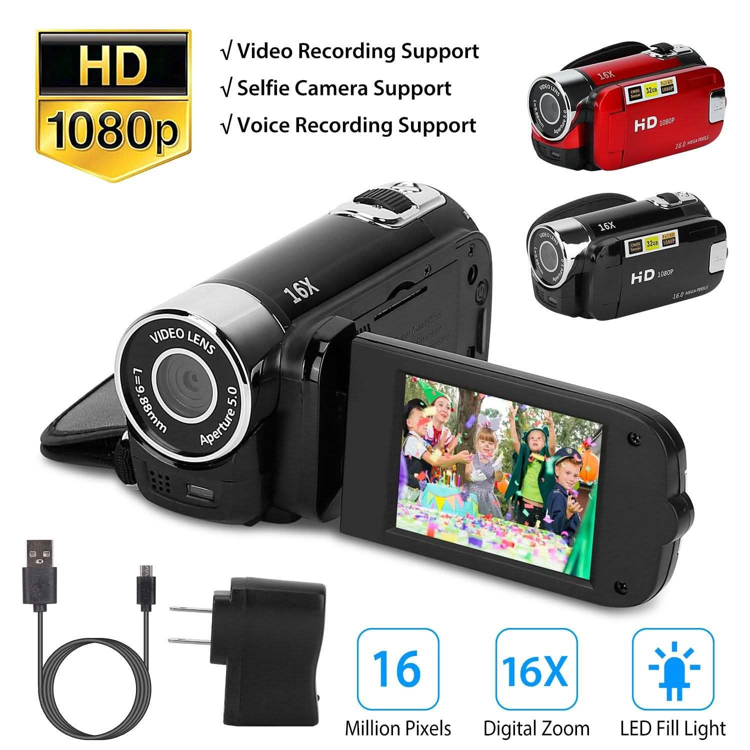 HD 1080P Digital Video Camcorder 16x Zoom DV Camera Cameras & Drones - Tophatter Daily Deals