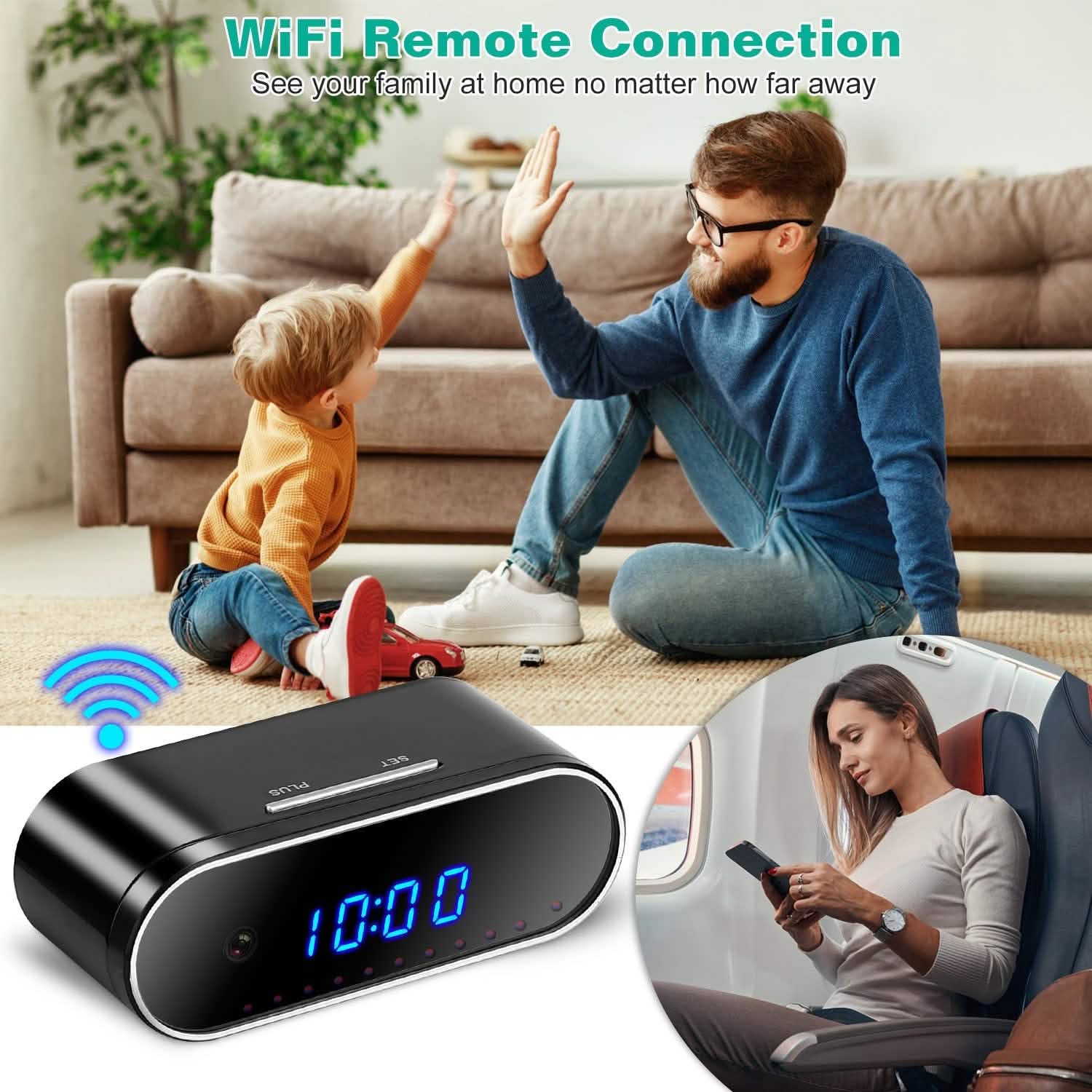 HD 1080P Wi-Fi Alarm Clock Camera Smart Home & Security - Tophatter Daily Deals