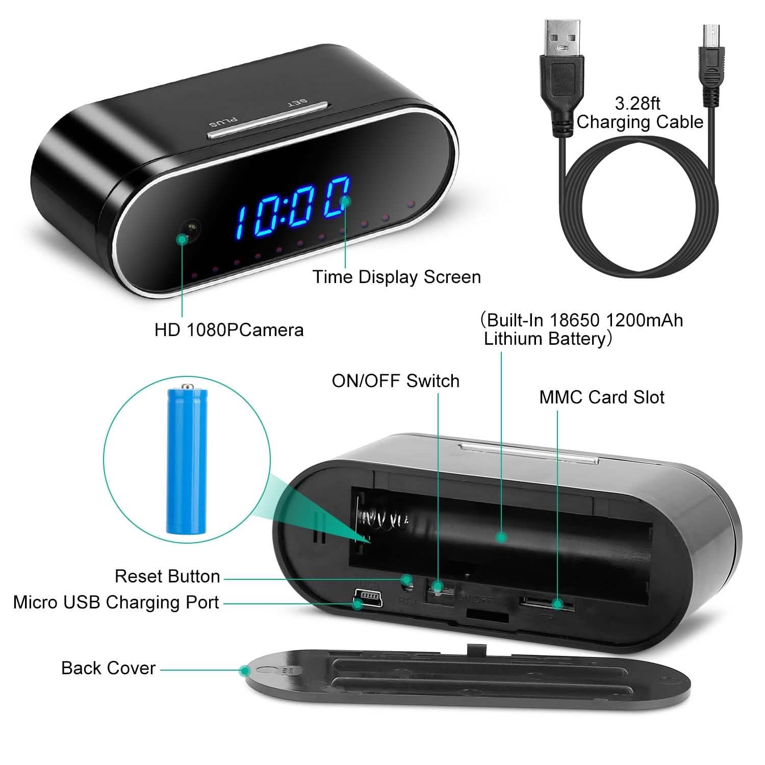 HD 1080P Wi-Fi Alarm Clock Camera Smart Home & Security - Tophatter Daily Deals