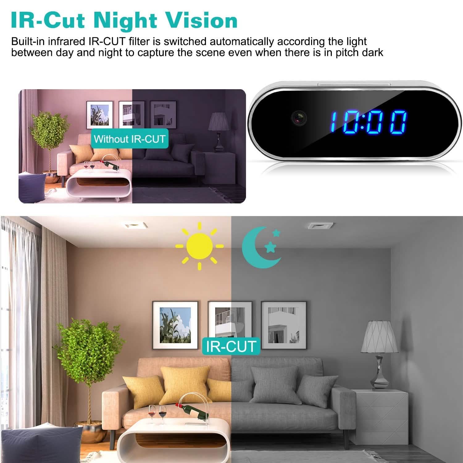 HD 1080P Wi-Fi Alarm Clock Camera Smart Home & Security - Tophatter Daily Deals