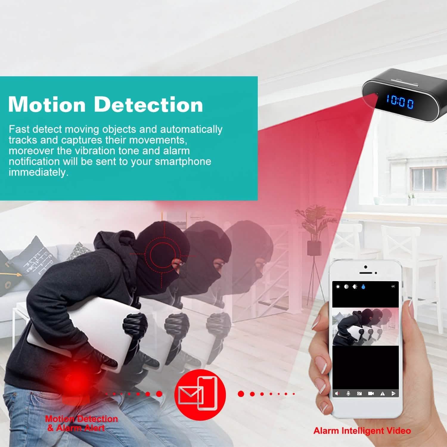 HD 1080P Wi-Fi Alarm Clock Camera Smart Home & Security - Tophatter Daily Deals