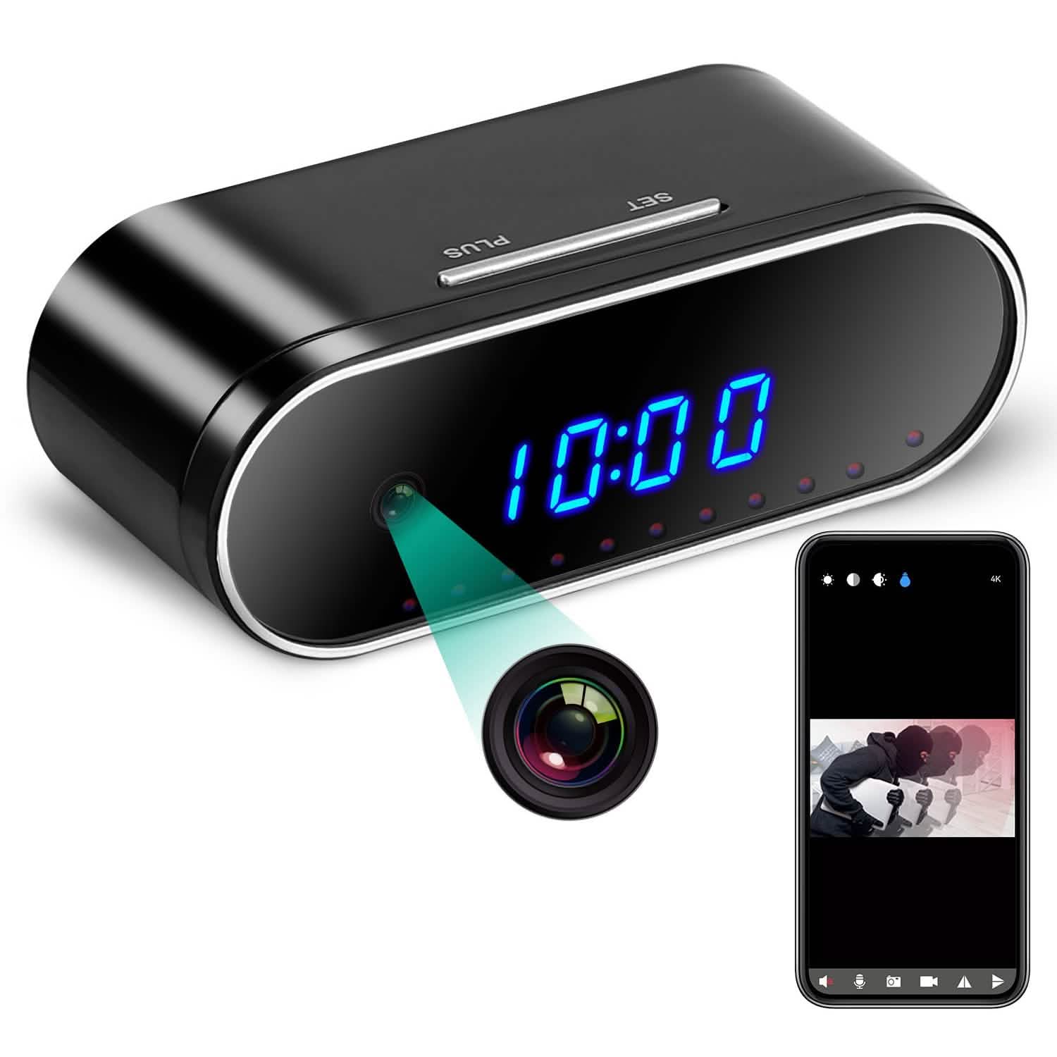 HD 1080P Wi-Fi Alarm Clock Camera Smart Home & Security - Tophatter Daily Deals