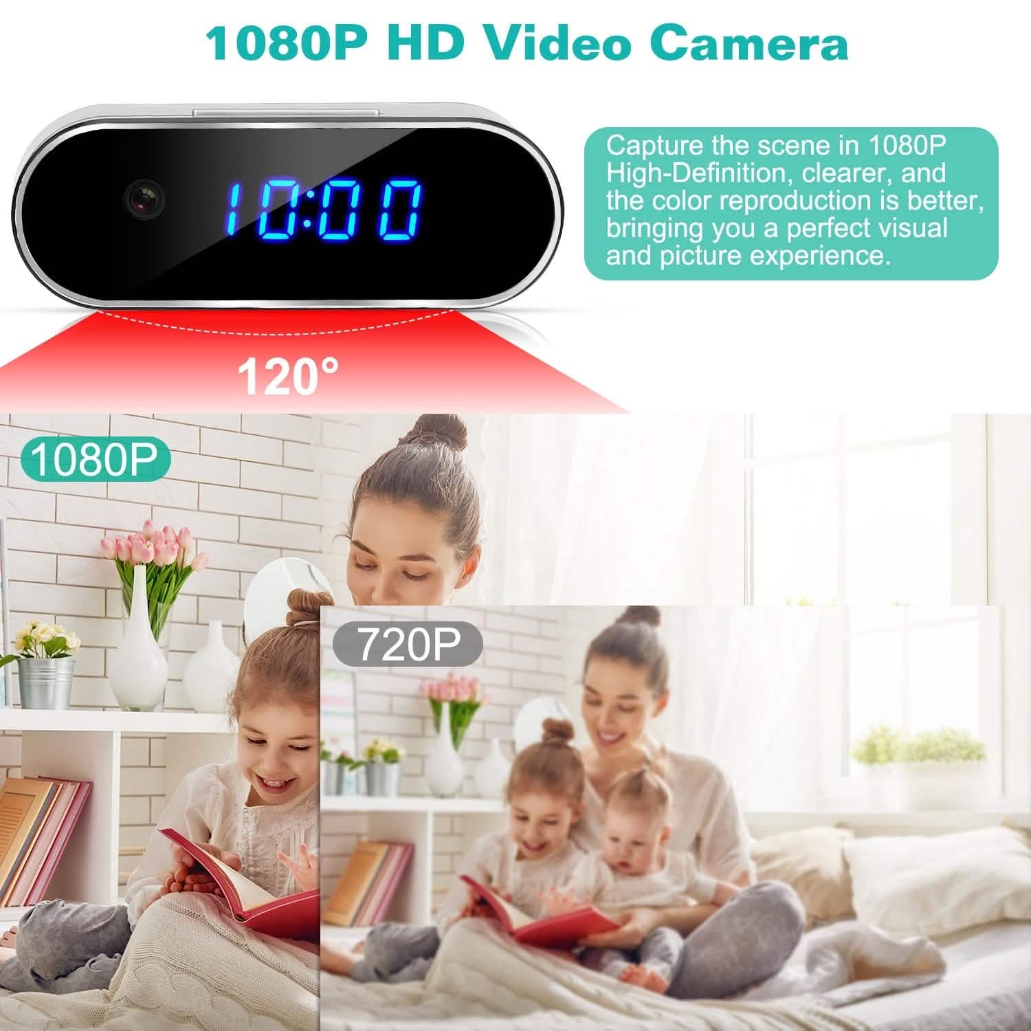 HD 1080P Wi-Fi Alarm Clock Camera Smart Home & Security - Tophatter Daily Deals