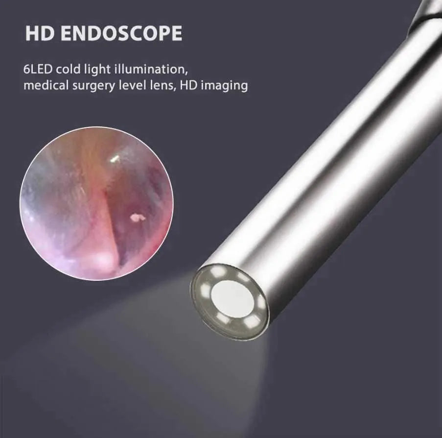 HD LED Ear Endoscope Otoscope Camera Wax Pick Cleaning Tool Ear Endoscope - Tophatter Daily Deals